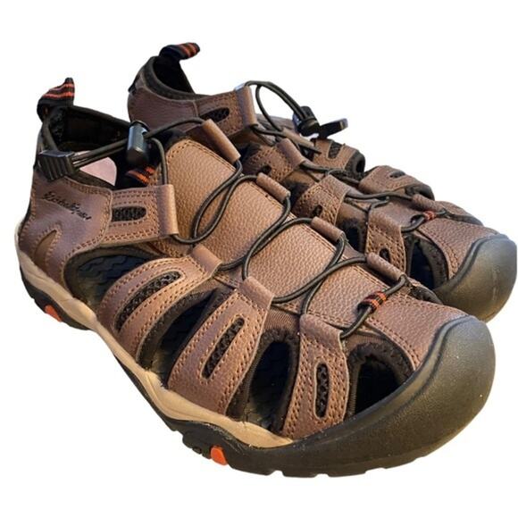 Eddie Bauer Other - Eddie Bauer Troy Sandals Men’s Size 9 Toe Bump Bungee Brown Cinch Hiking Walking